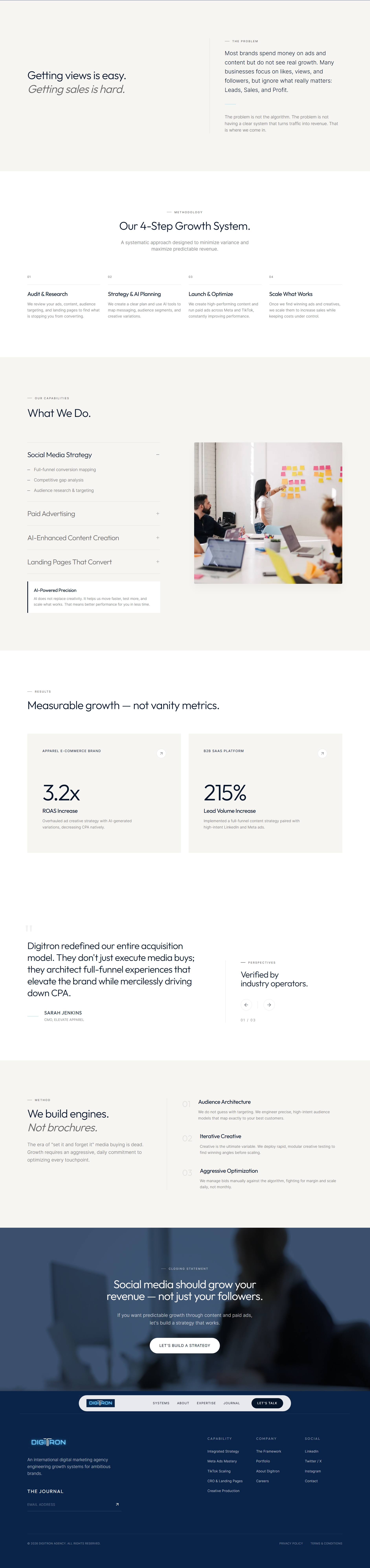Homepage — Problem & Growth System