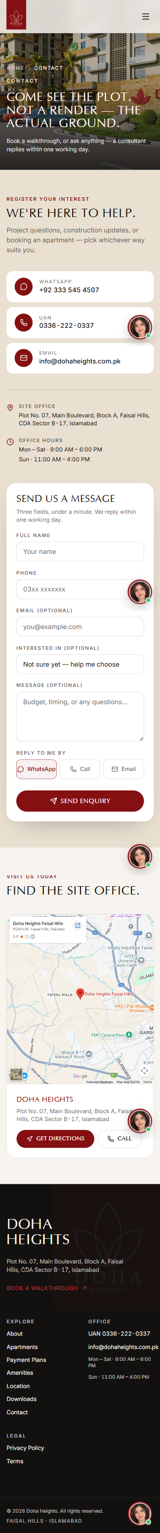 Contact & Enquiry — Mobile